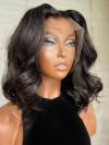 4 inches Deep Parting Preplucked Indian Virgin Human Hair Lace Front Short Loose Wave Wig-Aurora