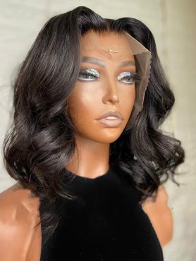 8-14 inches 13*4 Prestyled Chic And Classy Three-Way-Parting Preplucked Indian Virgin Human Hair Lace Front Short Wig Bob-Aurora