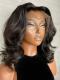 4 inches Deep Parting Preplucked Indian Virgin Human Hair Lace Front Short Loose Wave Wig-Aurora