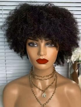 Afro Bomb Black Wig With Shaggy Bang-TTA001