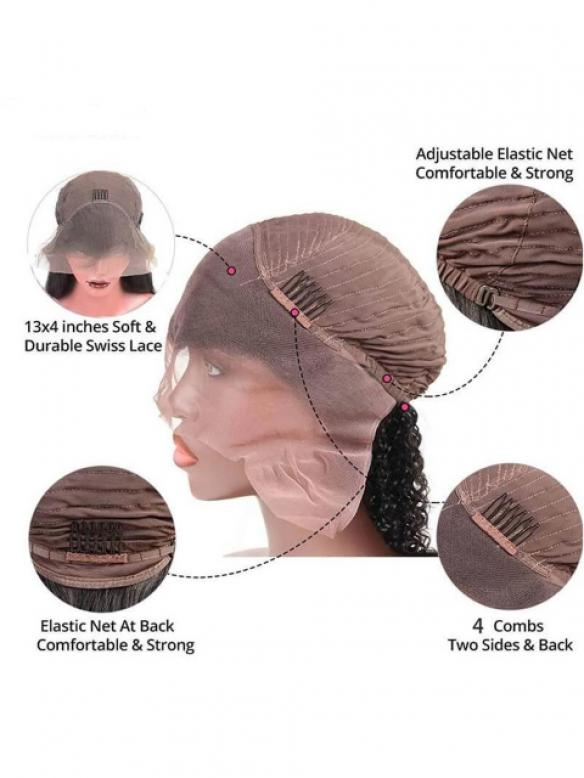 8-14 inches 13*4 Indian Virgin Human Hair Three-Way-Parting 4’ Parting Space Lace Front Wig Short Straight BoB-ELSA