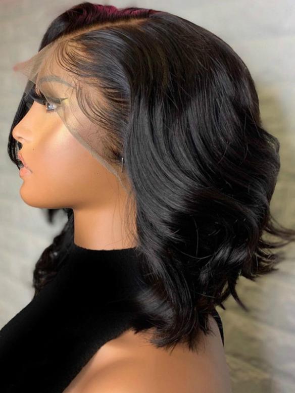 Partial 100% Indian virgin  human hair  preplucked 4 ‘partinglace front wave BOB wig –Olivia