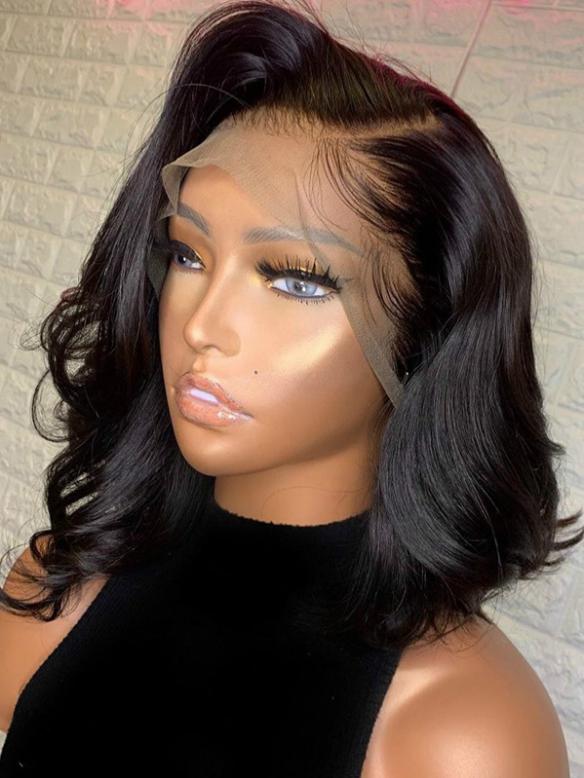 Partial 100% Indian virgin  human hair  preplucked 4 ‘partinglace front wave BOB wig –Olivia