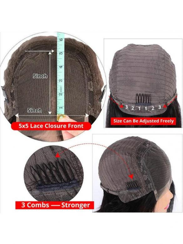 10-20 inches 5*5 Invisible HD Lace Human Hair Closure Wig-Abbey