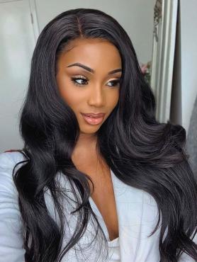 Never Mind About the Wig Grids-Natural Black 5*5 NATURAL REAL SCAL LACE Closure HUMEN HAIR WIG WITH WAND CURLS-Kristin