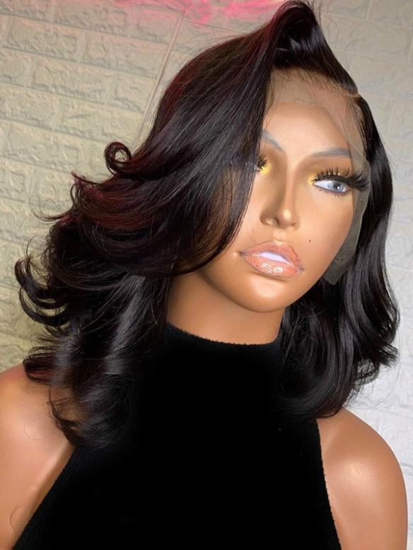 Partial 100% Indian virgin  human hair  preplucked 4 ‘partinglace front wave BOB wig –Olivia