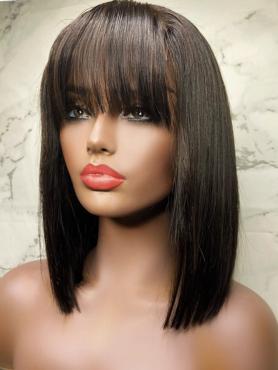 Everyday Black Sleek Bob Wig With Bang-TTS002