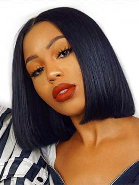 Never Mind About the Wig Grids-Natural Black Bob Hair 5*5 NATURAL REAL SCAL LACE Closure HUMEN HAIR WIG-Wanda