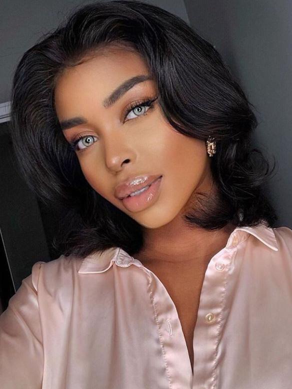 Indian Virgin Preplucked Human Hair 4’ Parting Lace Front Wave BOB wig-Ella